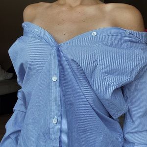 NWT American Eagle Blue and White Striped Top (XS)